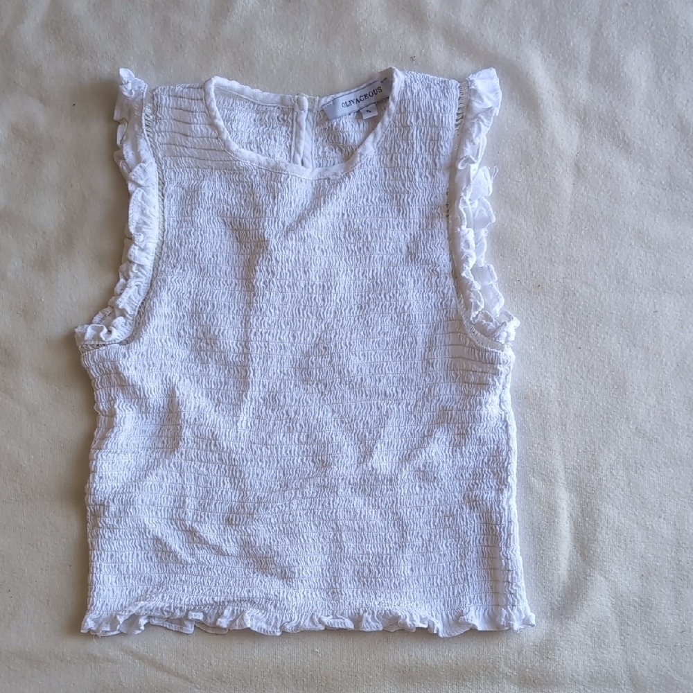 White Ruffle Sleeveless Top